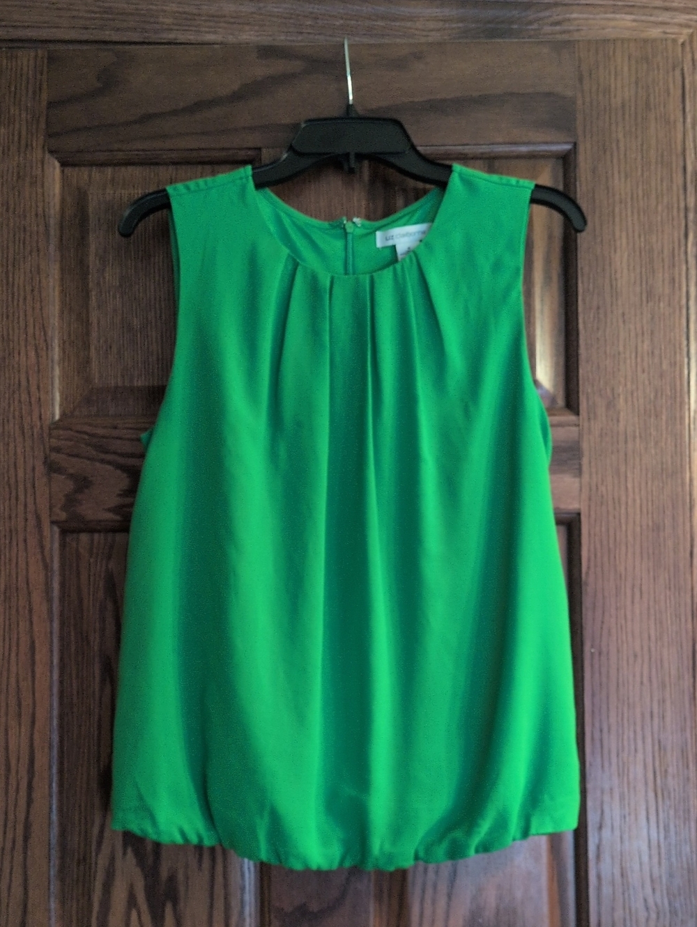 Liz Claiborne Kelly Green Pleated Sleeveless Shell Top